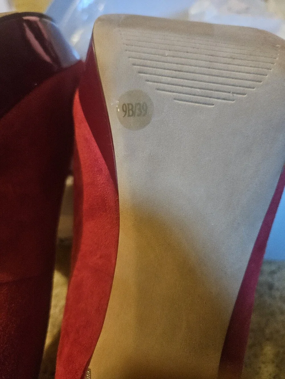 Red Suede Platform High Heels - Women